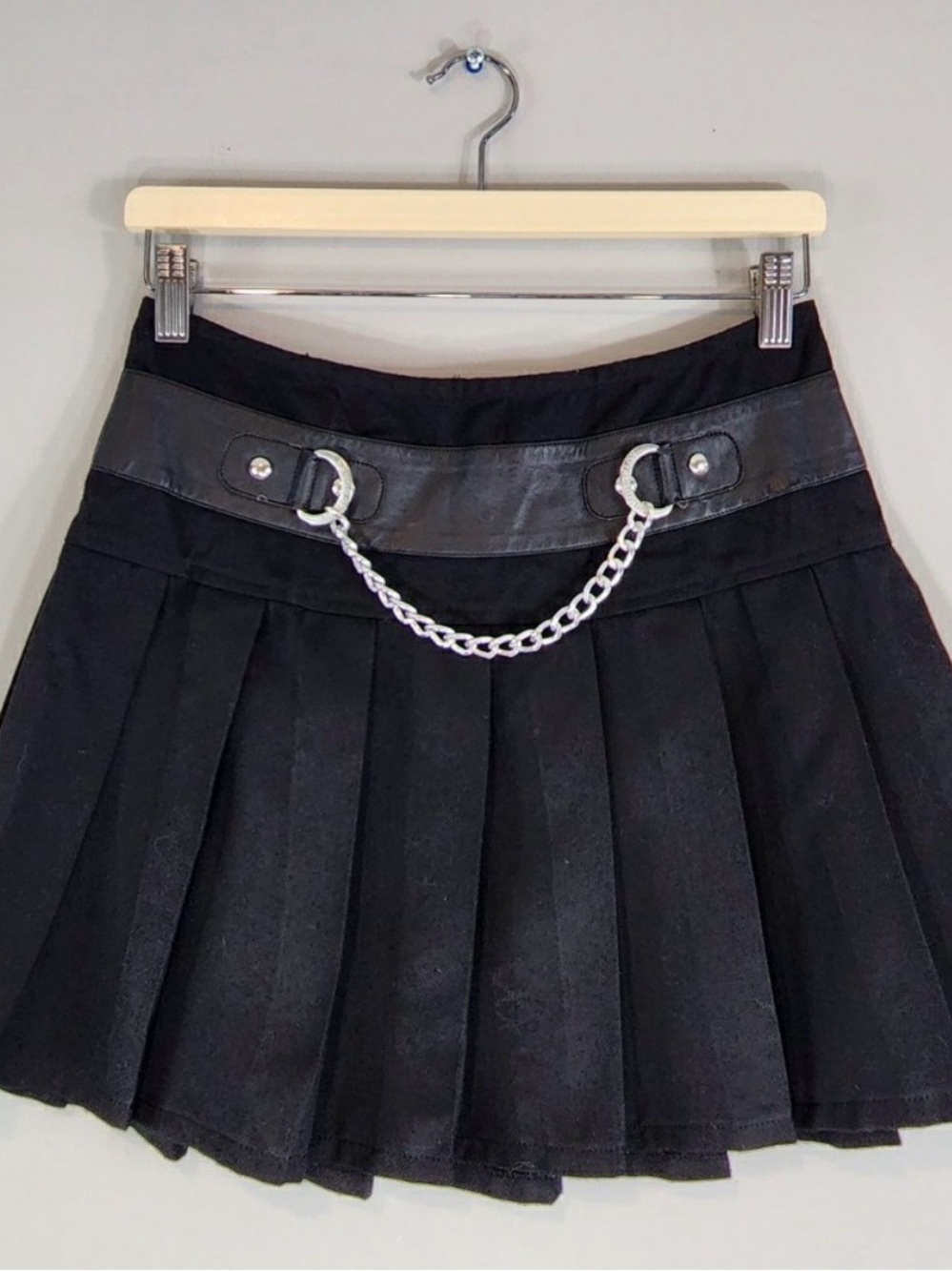 Dolls Kill X Royal Bones Gothic Silver Chain Pleated Mini Skirt Size S - Picture 2 of 8